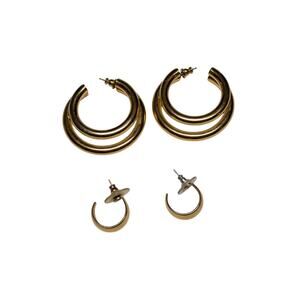 Vintage Gold-Tone Hoop Earring Lot – 2 Pairs